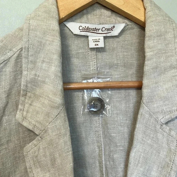 NWT Coldwater Creek 100% linen beige tan jacket - Picture 3 of 6
